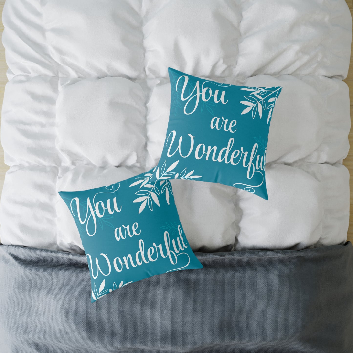 "You Are Wonderful" Motivational Square Poly Canvas Pillow