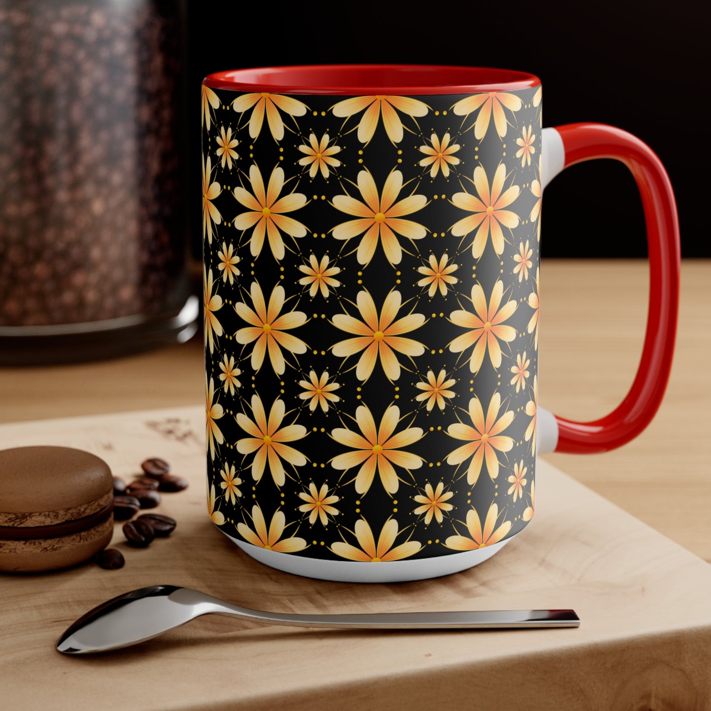Boho Chic Accent Mugs | Floral Coffee Cups, Fun Gift for Tea Lovers, Home Décor, Kitchen Accessories