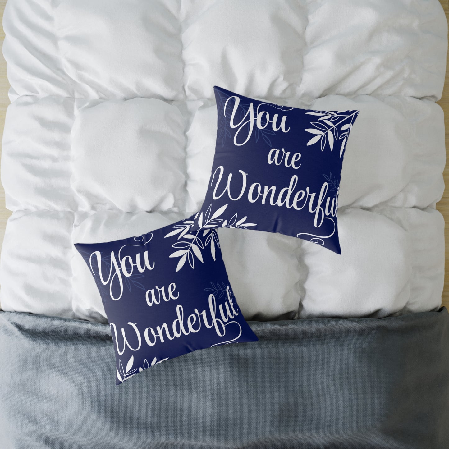 Inspirational Square Poly Canvas Pillow - "You are Wonderful"