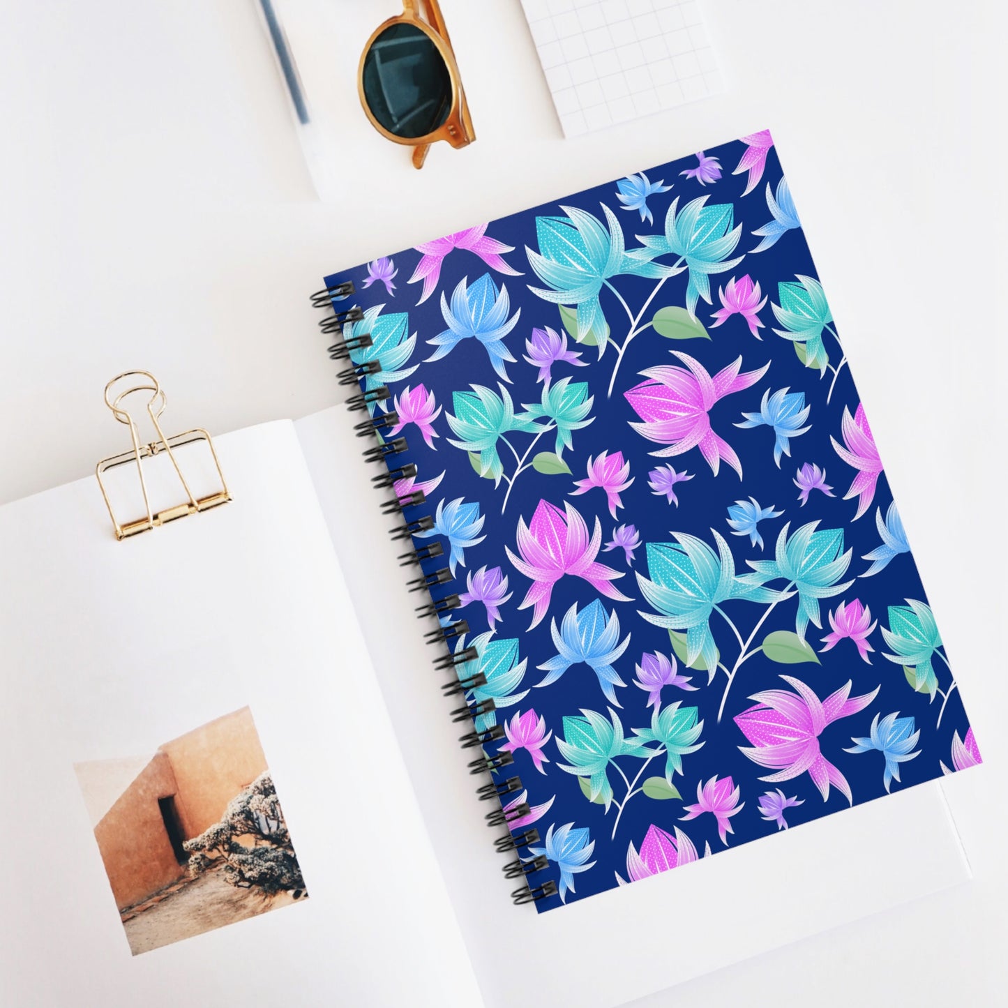 Abstract Floral Spiral Notebook - Ruled Line, Gift for Writers, School Supplies, Art Journal, Flower Notepad