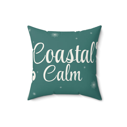 Coastal Calm Decorative Pillow — Teal Beach House Throw Pillow