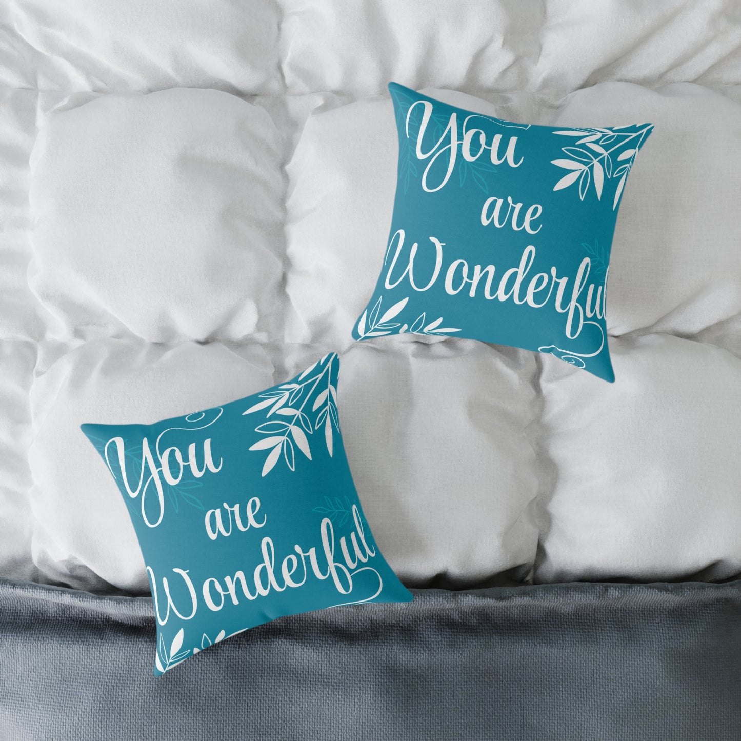 "You Are Wonderful" Motivational Square Poly Canvas Pillow