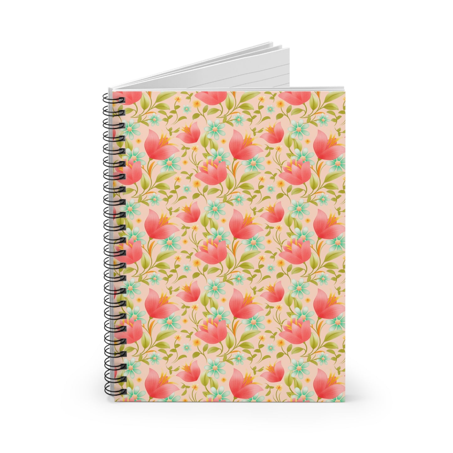 Beautiful Floral Spiral Notebook - Ruled Lines, Journal, Sketchbook, Cute Stationery, School Supplies