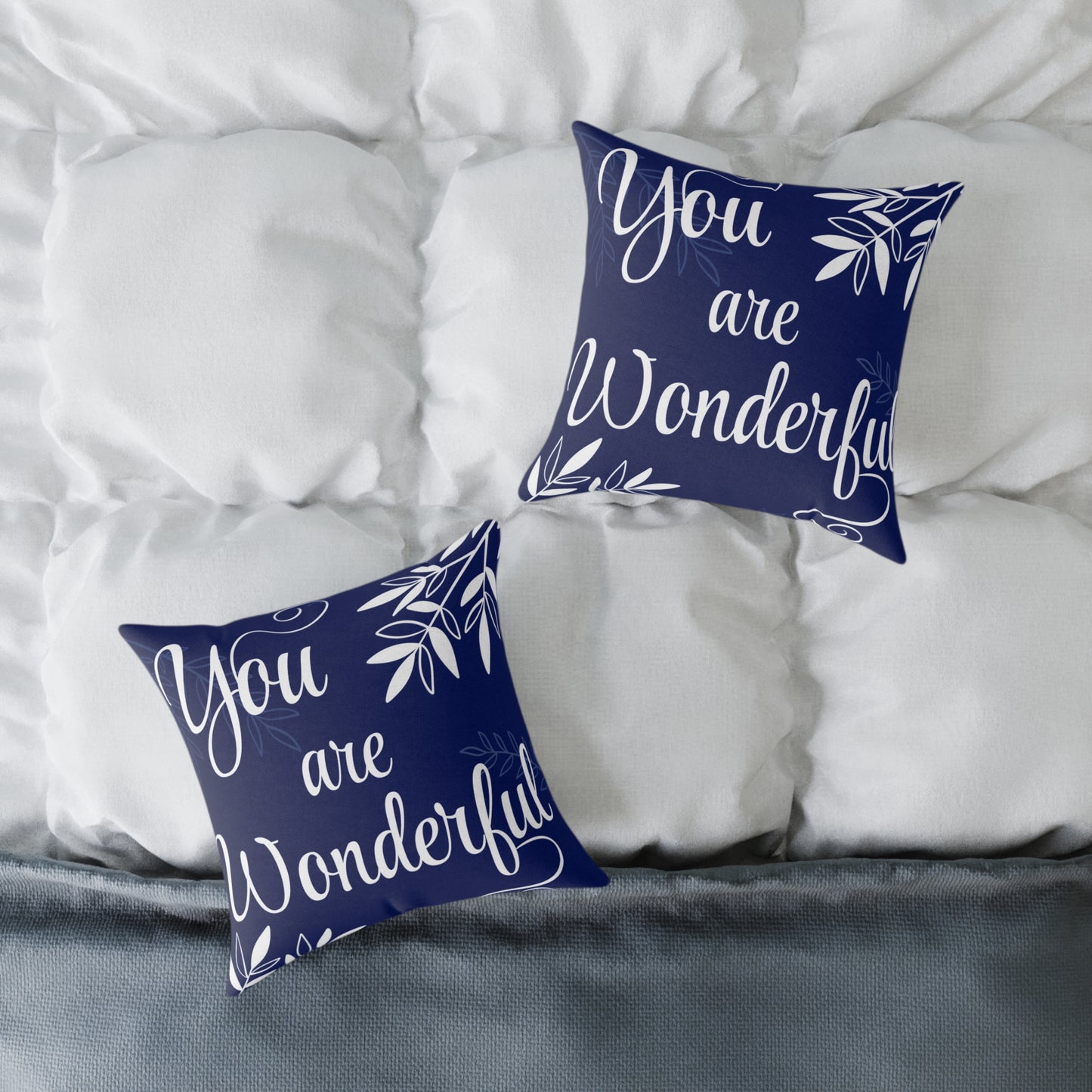 Inspirational Square Poly Canvas Pillow - "You are Wonderful"
