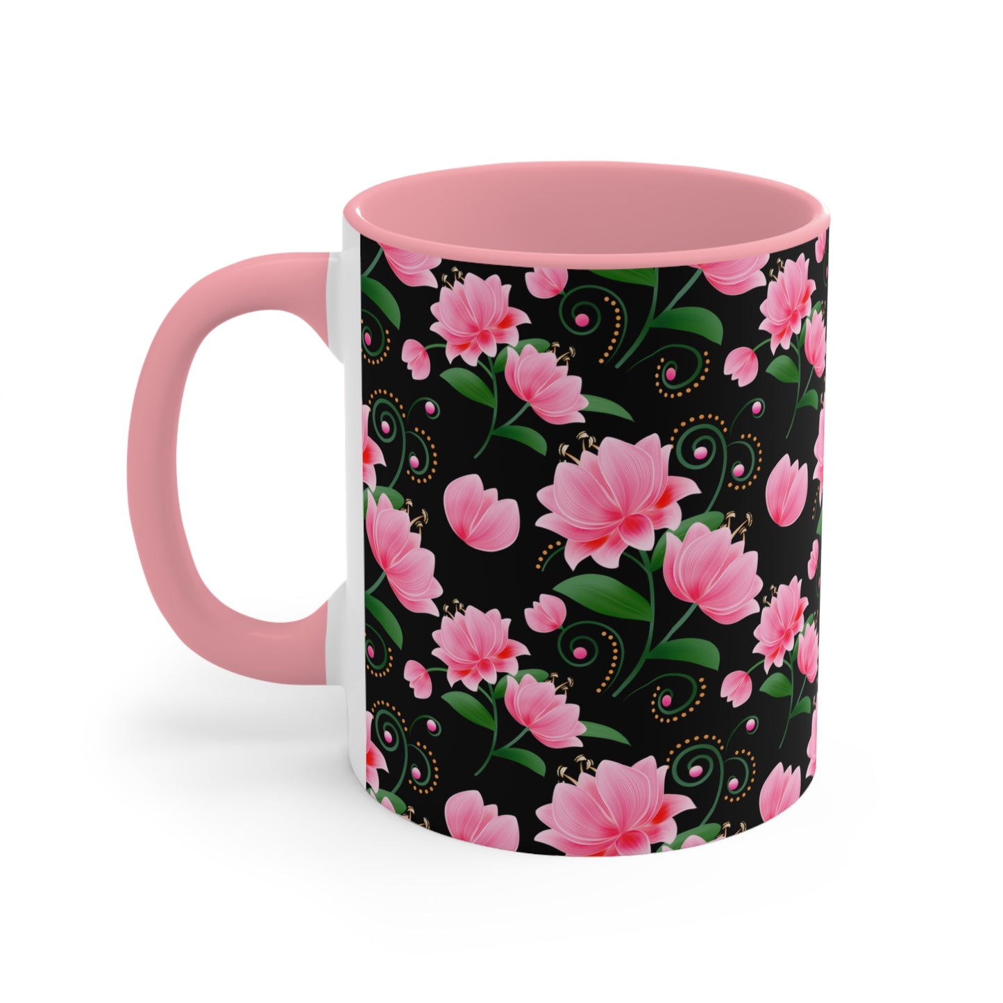 Floral Accent Mug - Pink Flower Design, Coffee Lover Gift, Kitchen Decor, Tea Cup, Home Office Essential