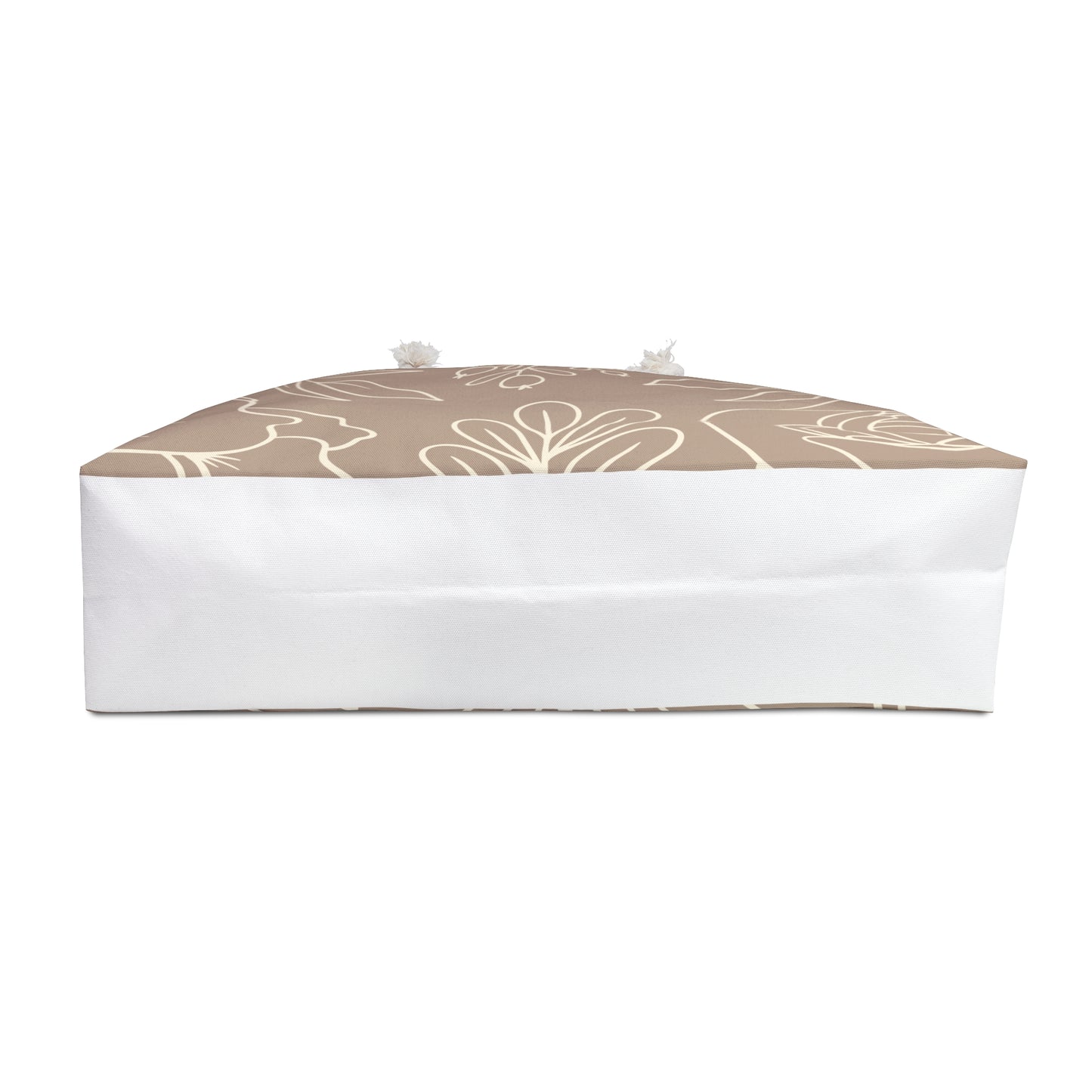 Floral Outline Canvas Weekender Bag – Neutral Beige Tote for Travel & Beach