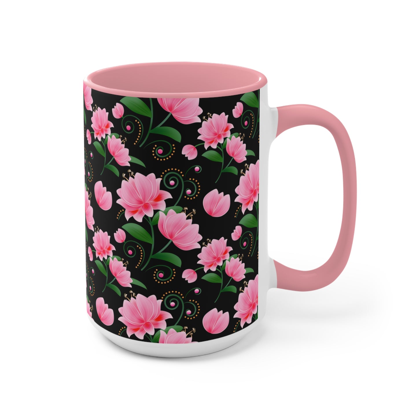 Floral Accent Mug - Pink Flower Design, Coffee Lover Gift, Kitchen Decor, Tea Cup, Home Office Essential