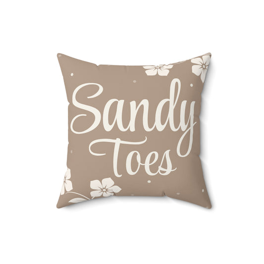 Sandy Toes Beach Throw Pillow — Coastal Hibiscus Decorative Pillow