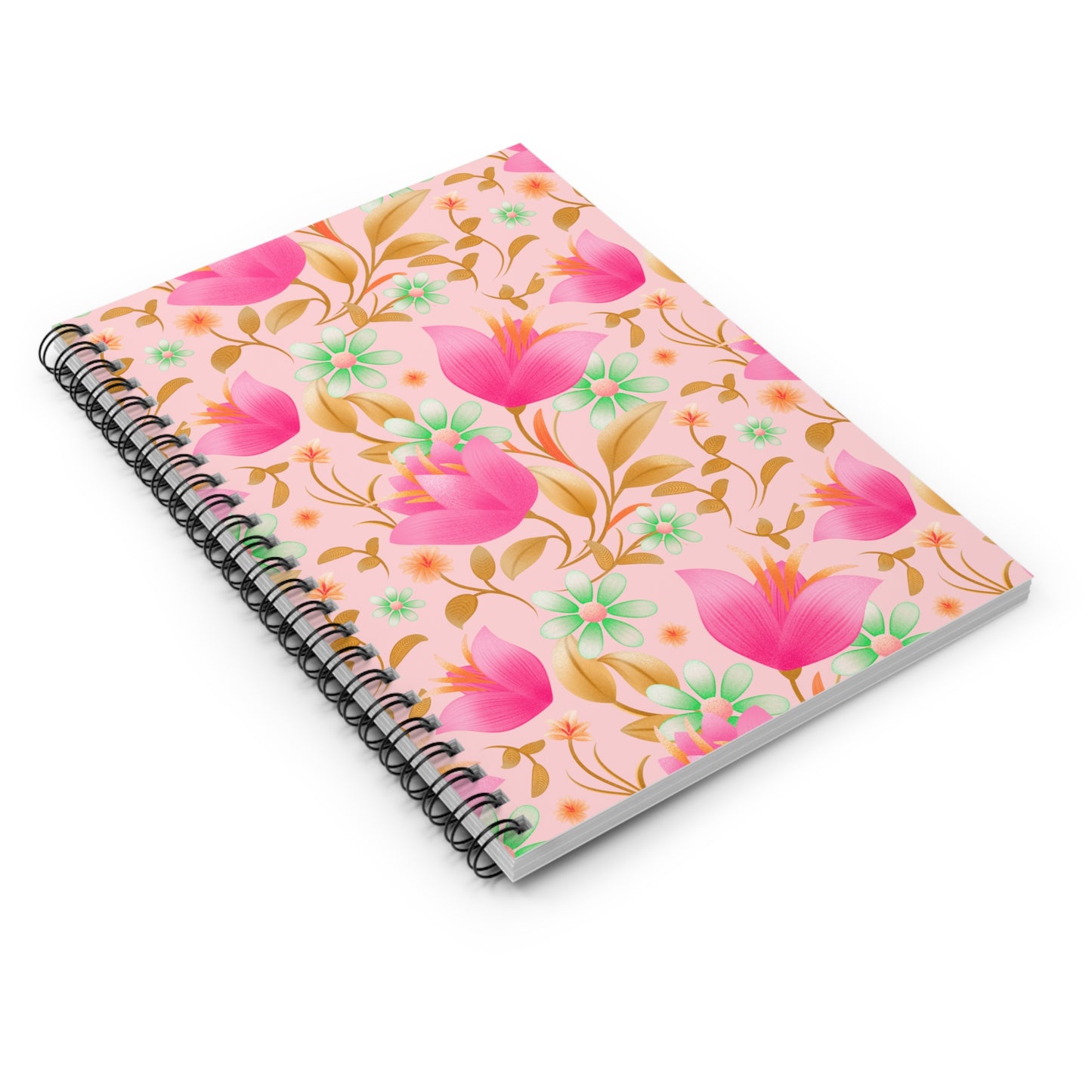 Pretty Floral Spiral Notebook - Ruled Line, Cute Journal, Floral Stationery, Gift for Her, Writing Diary