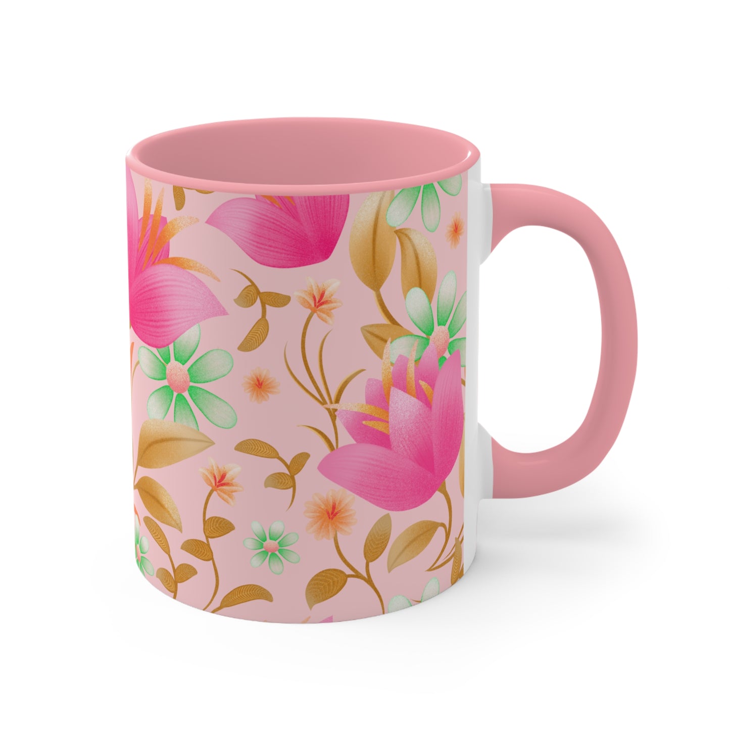 Floral Accent Mug - Charming Coffee Cup for Spring, Perfect Gift, Home Decor, Teacup, Art Mug
