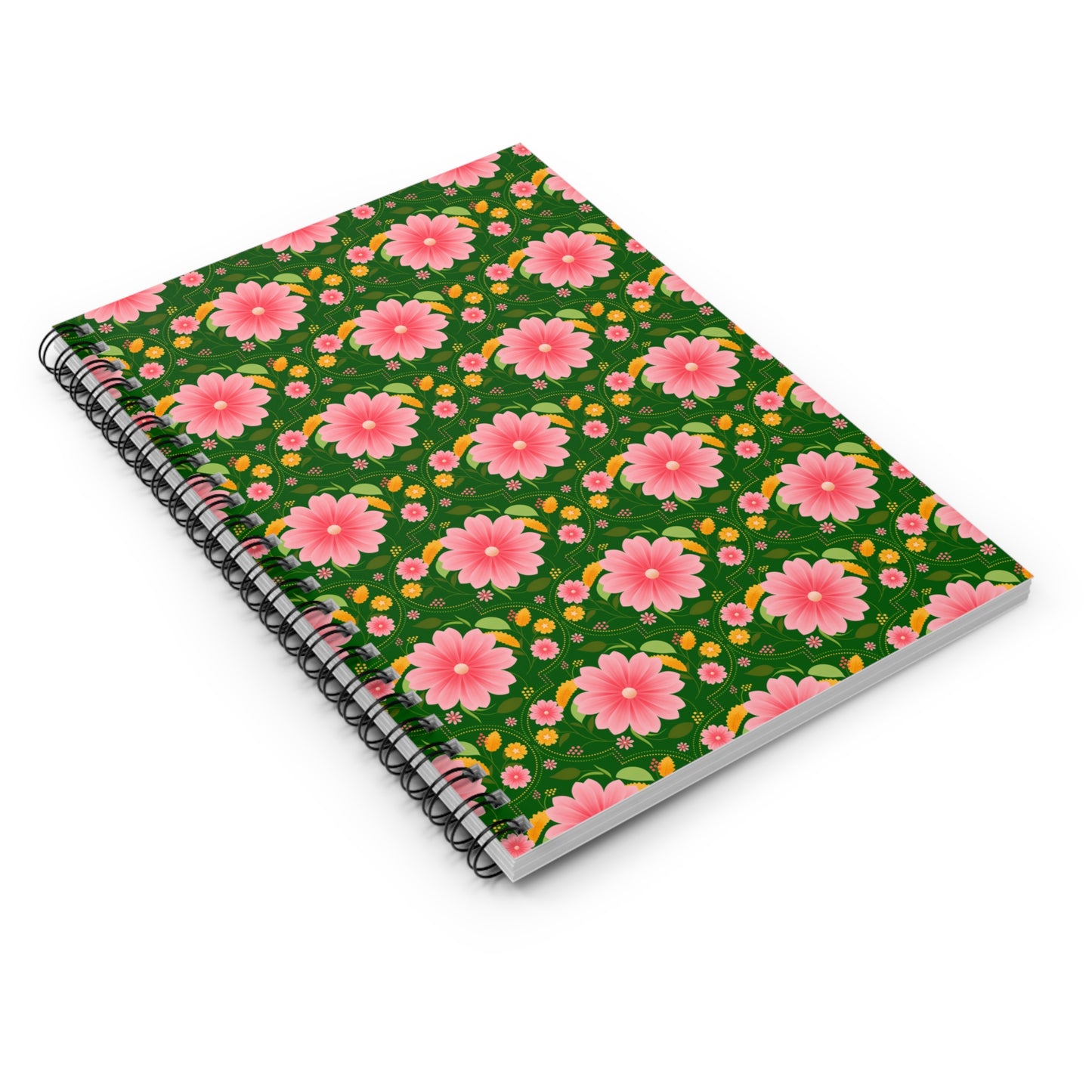 Lush Green Floral Spiral Notebook - Ruled Line, Cute Journal, Floral Stationery, Writing Journal