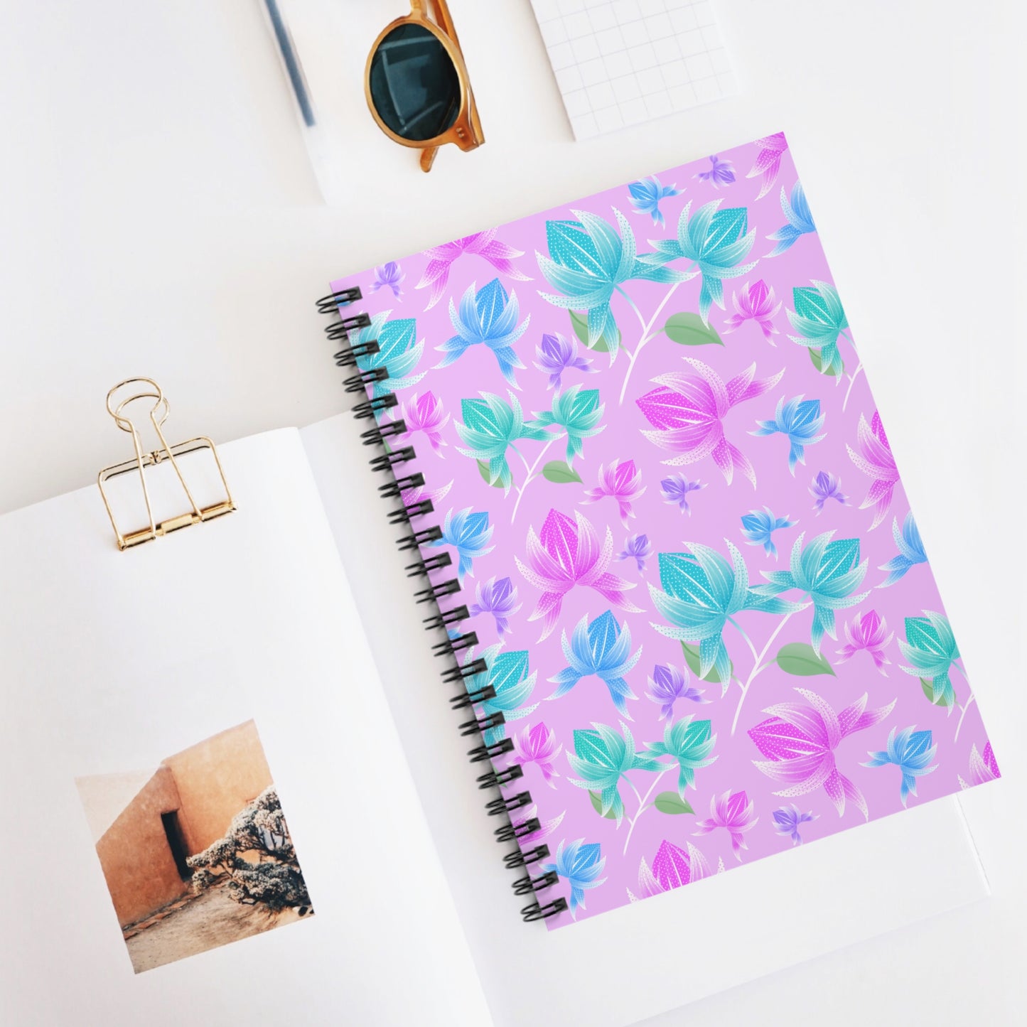 Lavender Abstract Floral Spiral Notebook - Perfect for Journaling, Note-taking, and Gift-giving
