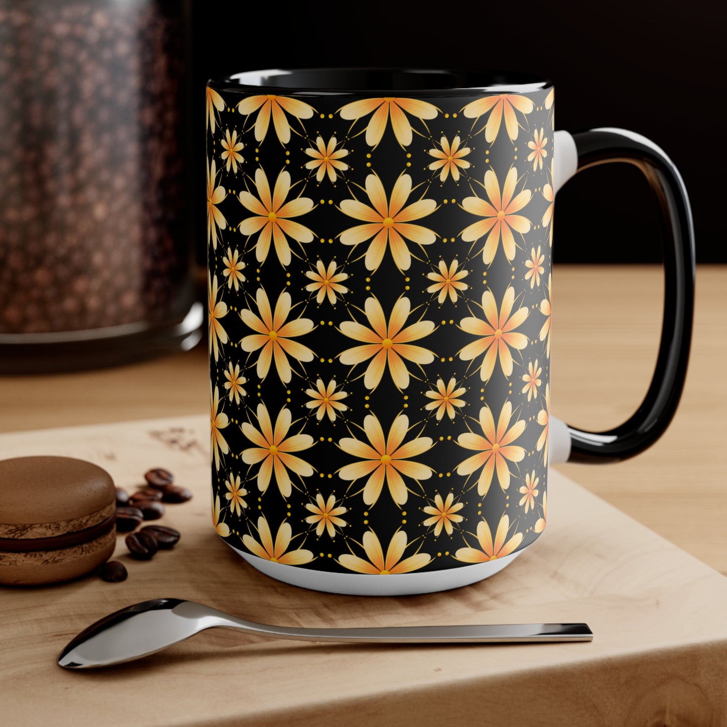 Boho Chic Accent Mugs | Floral Coffee Cups, Fun Gift for Tea Lovers, Home Décor, Kitchen Accessories