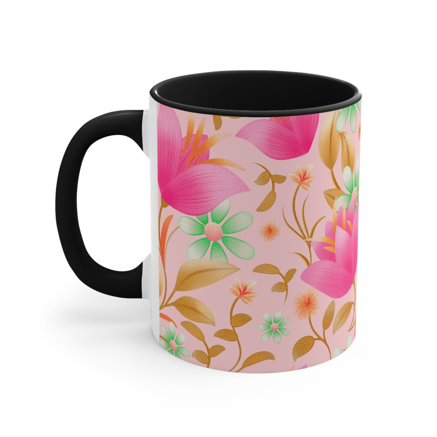 Floral Accent Mug - Charming Coffee Cup for Spring, Perfect Gift, Home Decor, Teacup, Art Mug