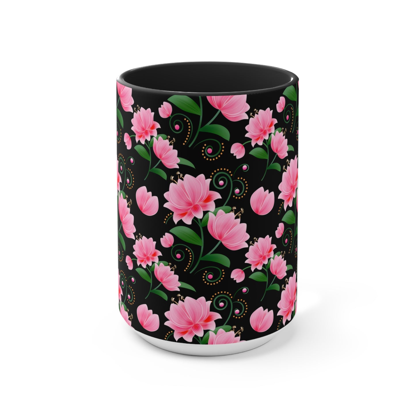 Floral Accent Mug - Pink Flower Design, Coffee Lover Gift, Kitchen Decor, Tea Cup, Home Office Essential