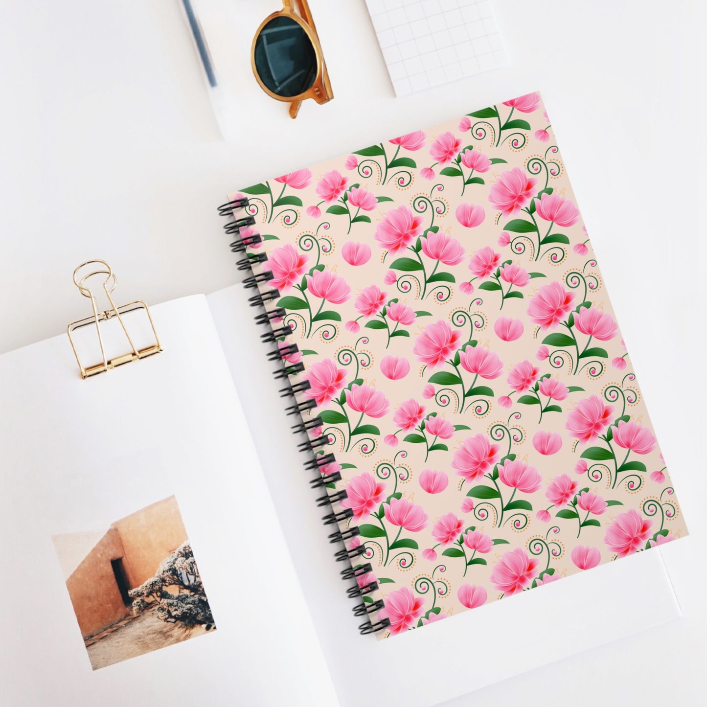 Charming Blooms Floral Art Spiral Notebook - Perfect for Journaling, Note Taking, Floral Design