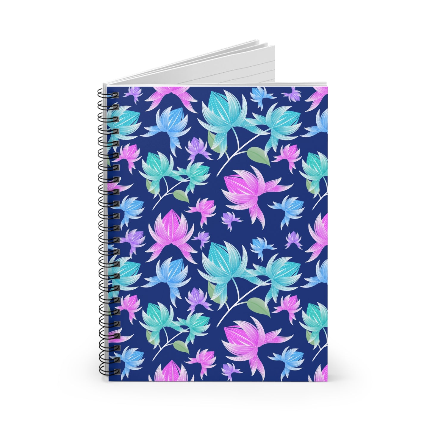 Abstract Floral Spiral Notebook - Ruled Line, Gift for Writers, School Supplies, Art Journal, Flower Notepad
