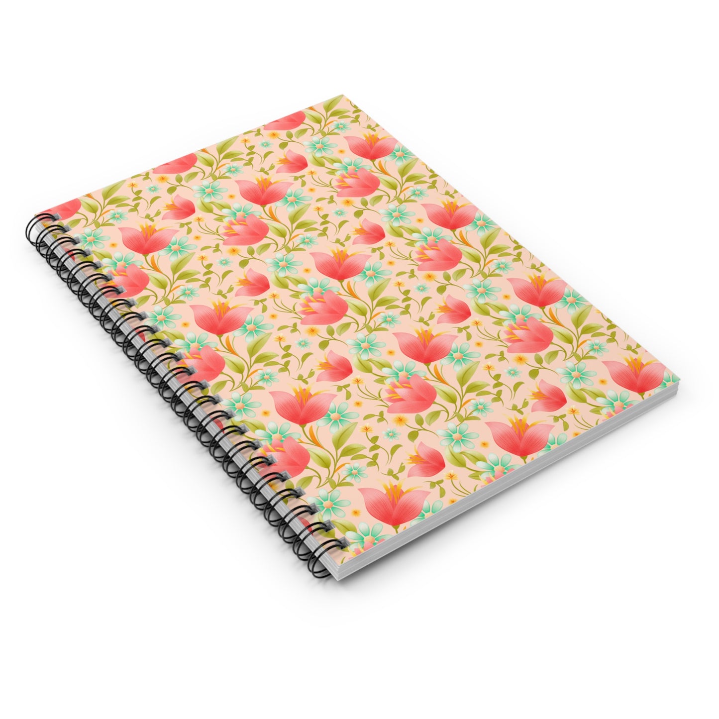 Beautiful Floral Spiral Notebook - Ruled Lines, Journal, Sketchbook, Cute Stationery, School Supplies