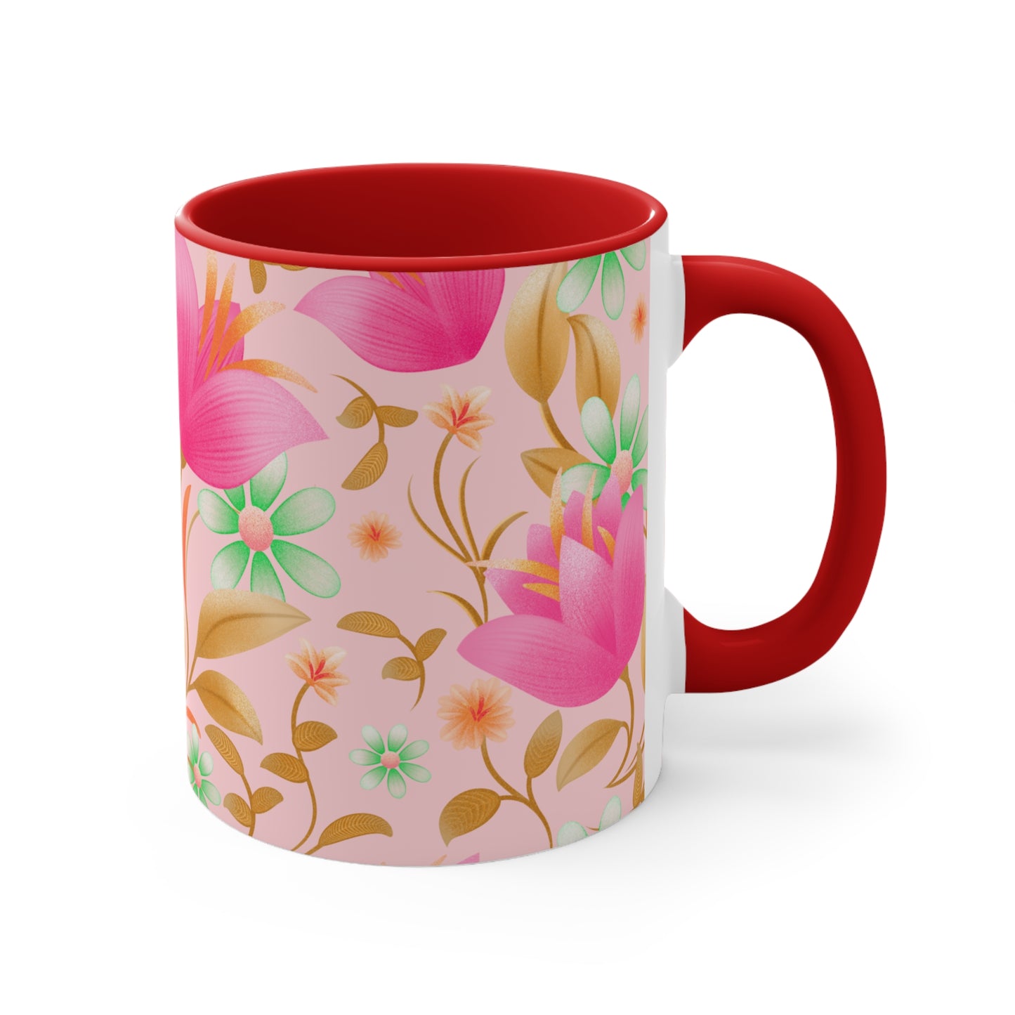 Floral Accent Mug - Charming Coffee Cup for Spring, Perfect Gift, Home Decor, Teacup, Art Mug