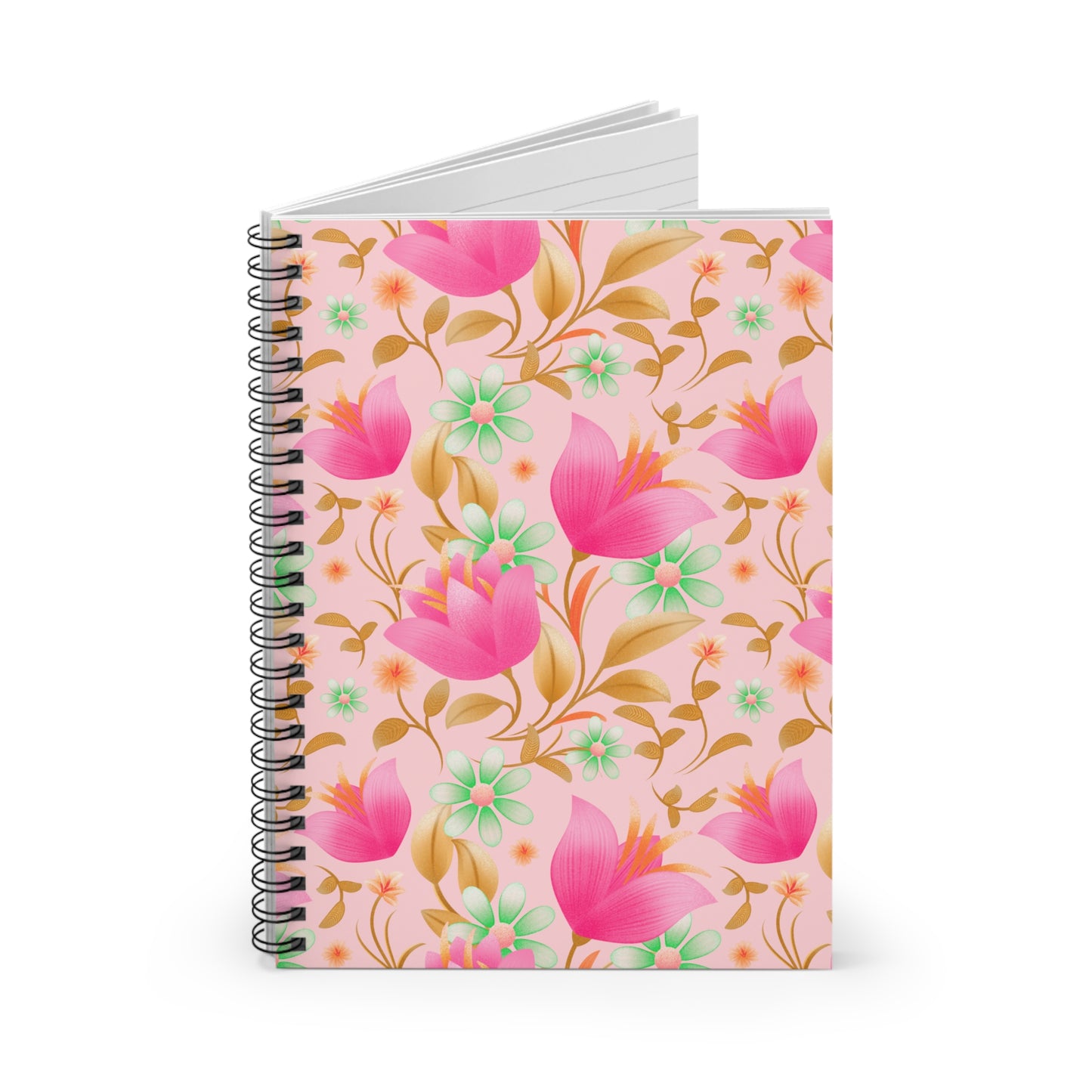 Pretty Floral Spiral Notebook - Ruled Line, Cute Journal, Floral Stationery, Gift for Her, Writing Diary