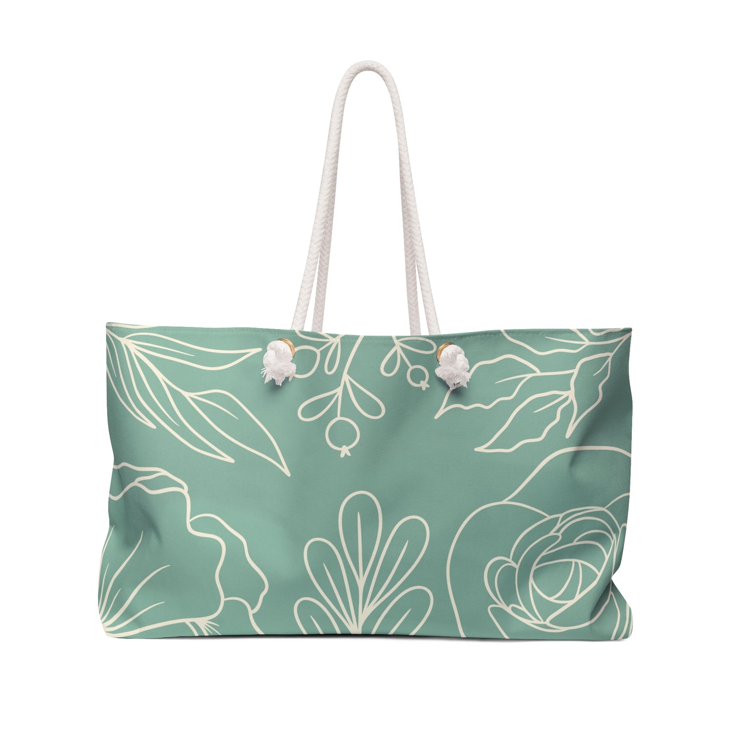 Teal Floral Weekender Bag — Large Tote for Weekend Trips & Beach Getaways