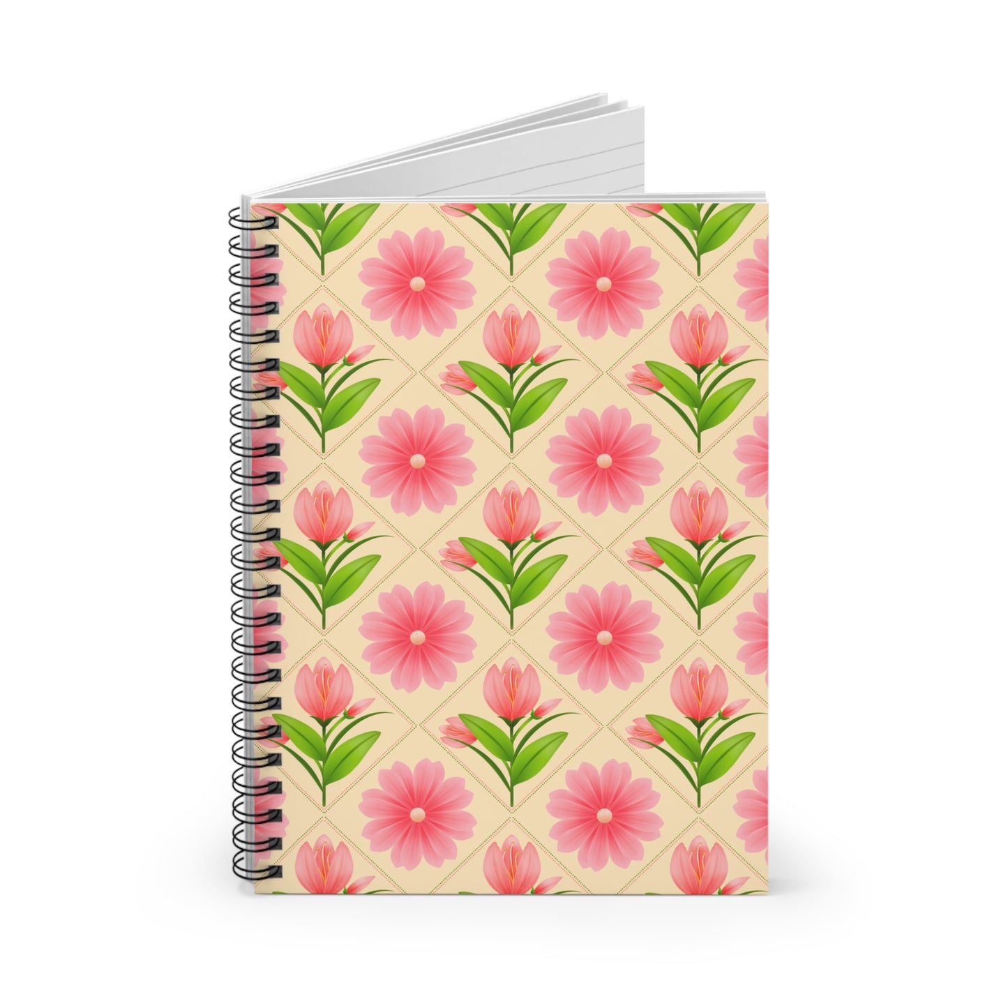 Delightful Floral Print Spiral Notebook - Ruled Line for Journaling, Spring Decor