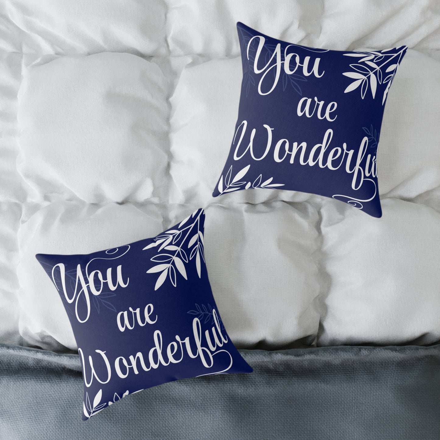 Inspirational Square Poly Canvas Pillow - "You are Wonderful"