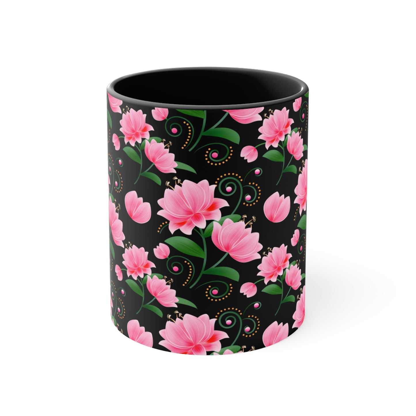 Floral Accent Mug - Pink Flower Design, Coffee Lover Gift, Kitchen Decor, Tea Cup, Home Office Essential