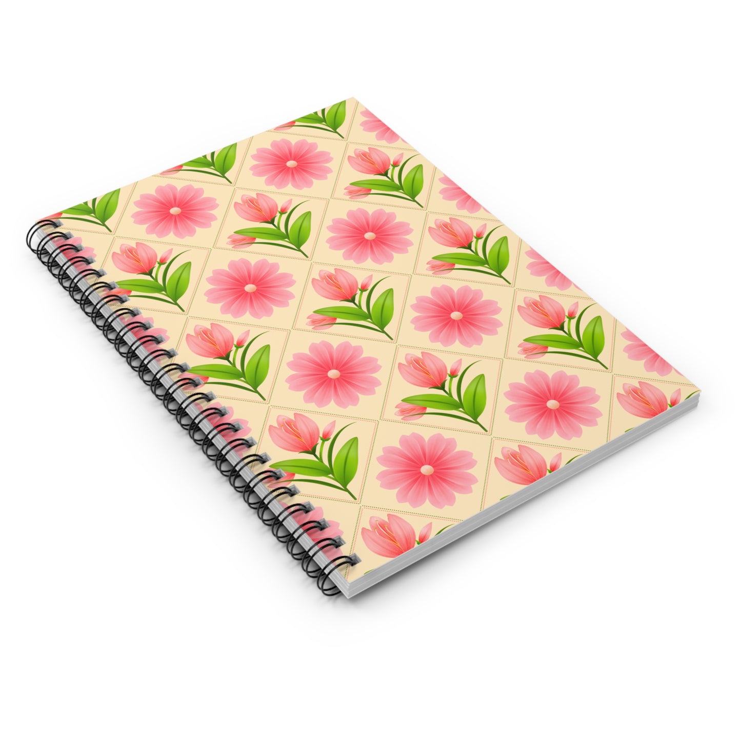 Delightful Floral Print Spiral Notebook - Ruled Line for Journaling, Spring Decor