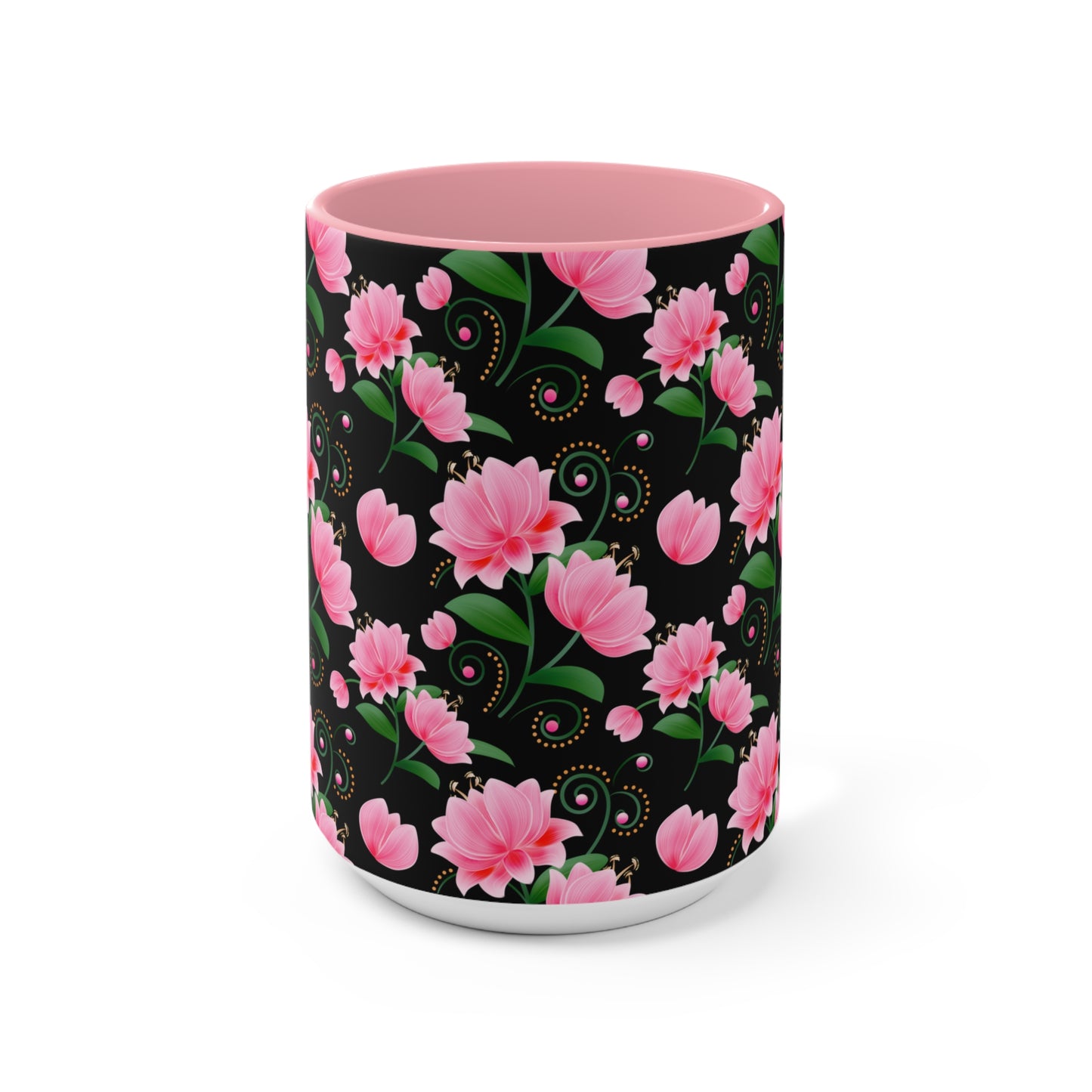 Floral Accent Mug - Pink Flower Design, Coffee Lover Gift, Kitchen Decor, Tea Cup, Home Office Essential