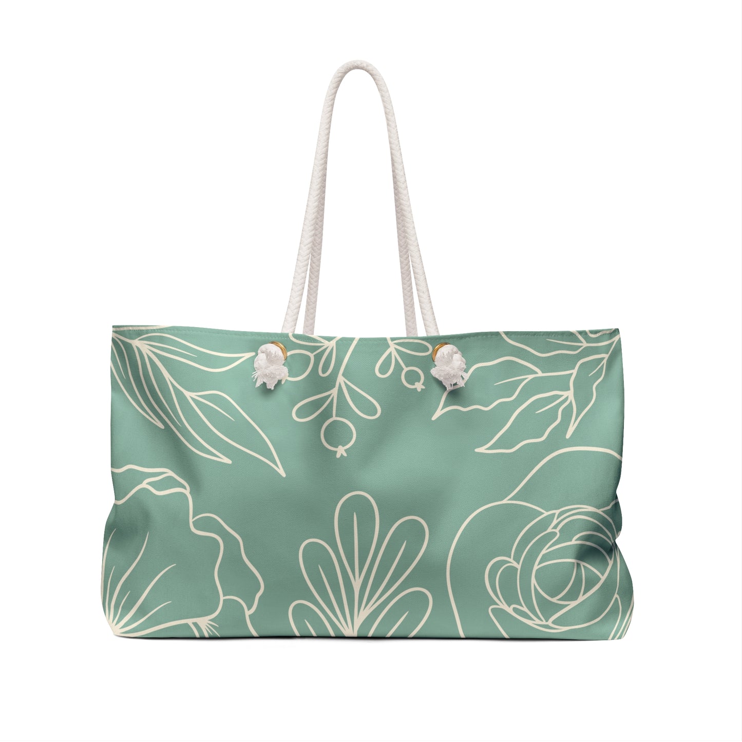 Teal Floral Weekender Bag — Large Tote for Weekend Trips & Beach Getaways