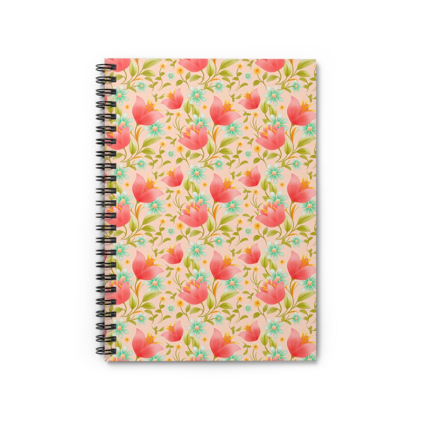 Beautiful Floral Spiral Notebook - Ruled Lines, Journal, Sketchbook, Cute Stationery, School Supplies