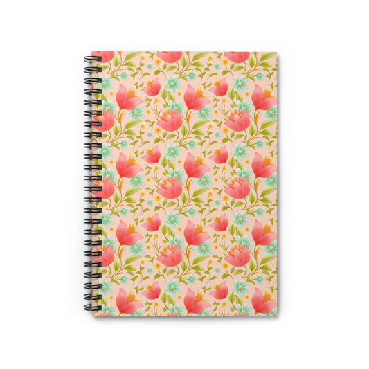 Beautiful Floral Spiral Notebook - Ruled Lines, Journal, Sketchbook, Cute Stationery, School Supplies