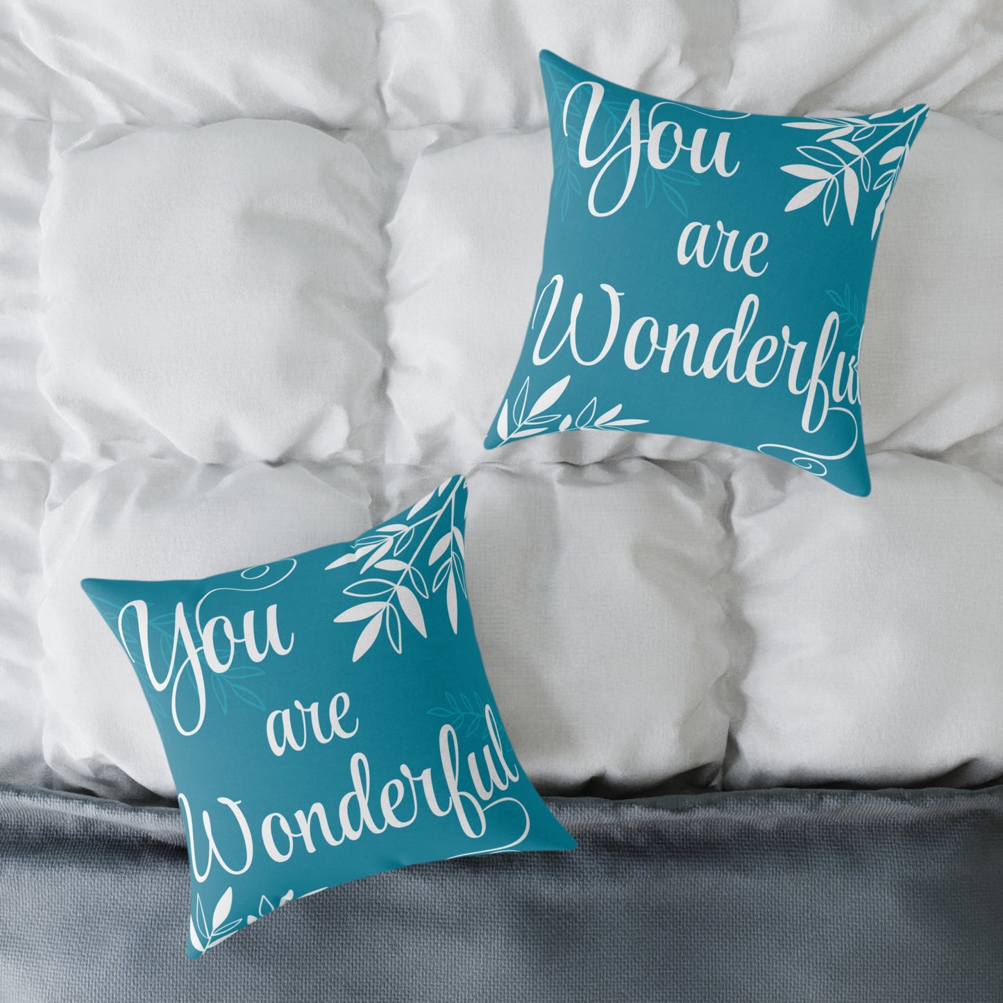 "You Are Wonderful" Motivational Square Poly Canvas Pillow