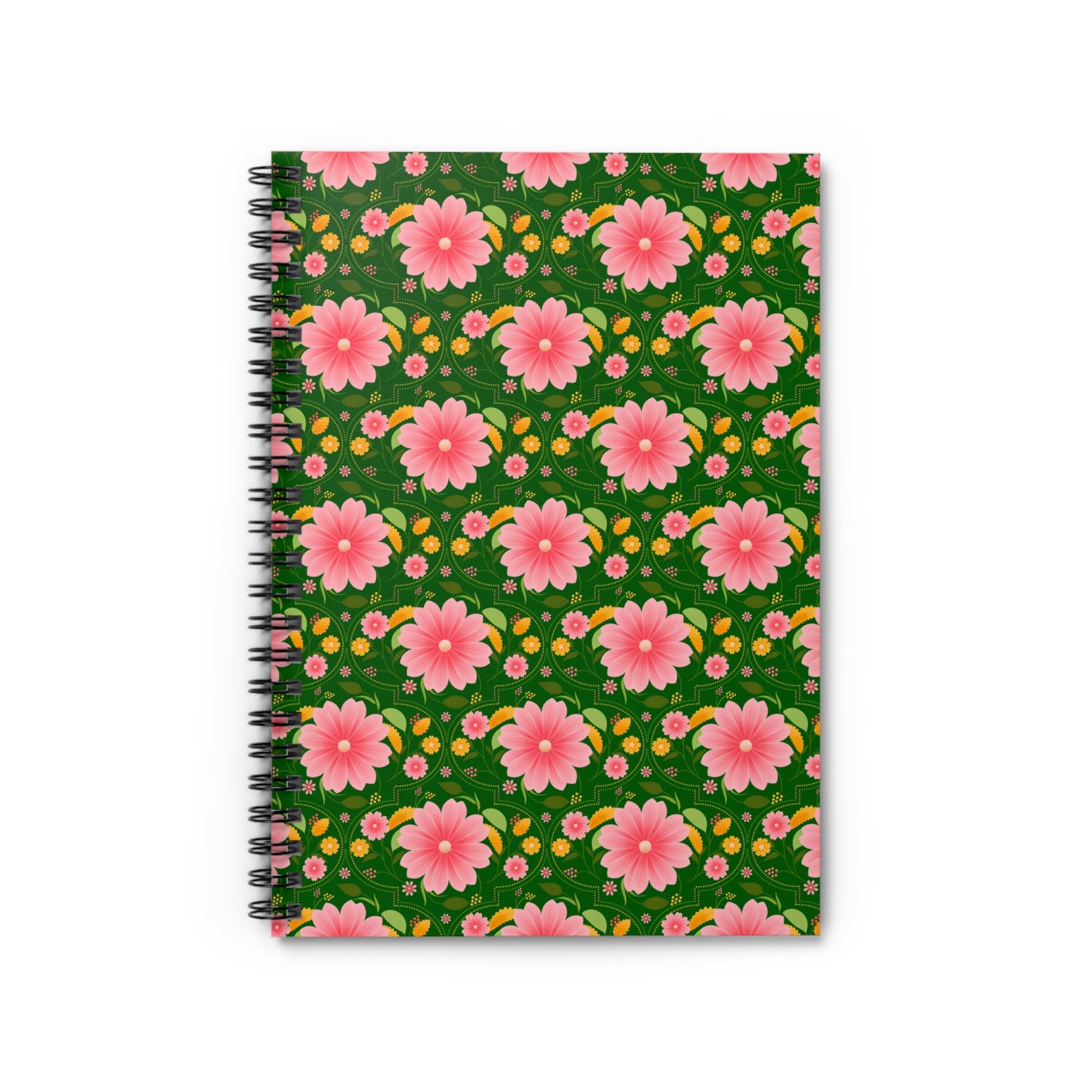 Lush Green Floral Spiral Notebook - Ruled Line, Cute Journal, Floral Stationery, Writing Journal